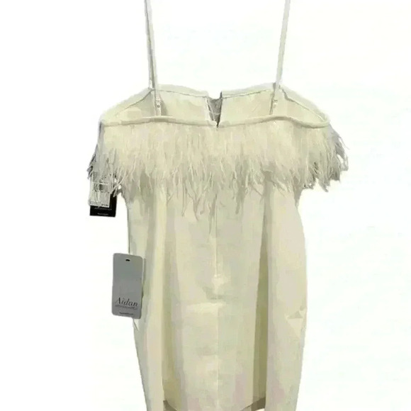 NWT Aidan by Aidan‎ Mattox Stretch Crepe Mini Dress Feather Trim Sheath 18 - Picture 9 of 16